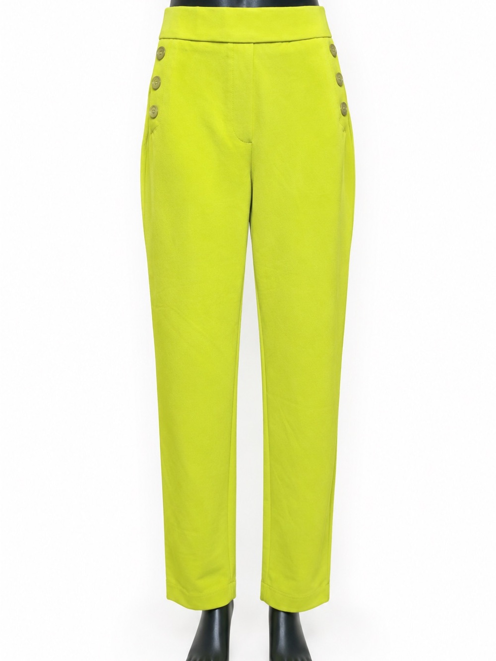 JL Atelier high-waisted straight-leg trouser pants lime/neon yellow medium